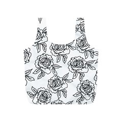 Line Art Black And White Rose Full Print Recycle Bag (s) by MintanArt