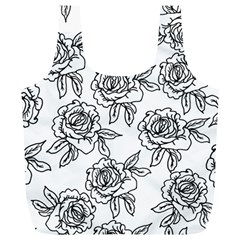 Line Art Black And White Rose Full Print Recycle Bag (xl) by MintanArt