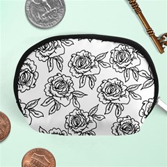 Line Art Black And White Rose Accessory Pouch (medium) by MintanArt