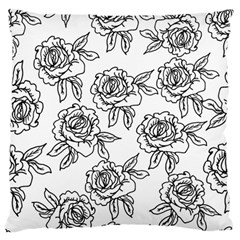 Line Art Black And White Rose Large Flano Cushion Case (two Sides) by MintanArt