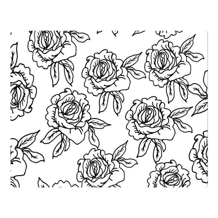 Line Art Black And White Rose Double Sided Flano Blanket (Large) 