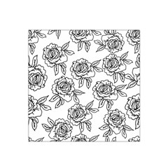 Line Art Black And White Rose Satin Bandana Scarf by MintanArt