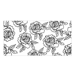 Line Art Black And White Rose Satin Shawl