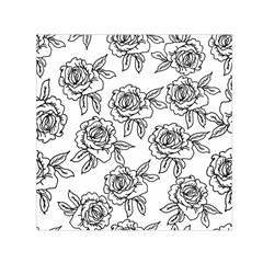 Line Art Black And White Rose Small Satin Scarf (square)