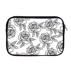 Line Art Black And White Rose Apple Macbook Pro 17  Zipper Case