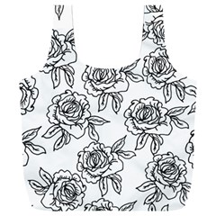 Line Art Black And White Rose Full Print Recycle Bag (xxl) by MintanArt