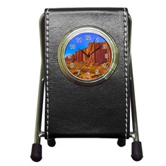 Talampaya National Park Landscape, La Rioja, Argentina045 Pen Holder Desk Clock by dflcprintsclothing