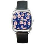 Floral Square Metal Watch Front