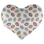 Happy Doodle Laugh Large 19  Premium Flano Heart Shape Cushions Back