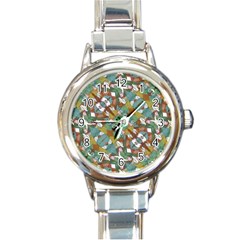 Multicolored Collage Print Pattern Mosaic Round Italian Charm Watch by dflcprintsclothing