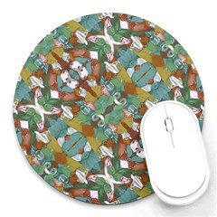 Multicolored Collage Print Pattern Mosaic Round Mousepads