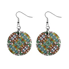 Multicolored Collage Print Pattern Mosaic Mini Button Earrings by dflcprintsclothing