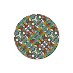 Multicolored Collage Print Pattern Mosaic Rubber Round Coaster (4 Pack)  by dflcprintsclothing