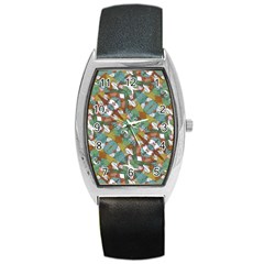 Multicolored Collage Print Pattern Mosaic Barrel Style Metal Watch by dflcprintsclothing