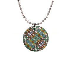 Multicolored Collage Print Pattern Mosaic 1  Button Necklace