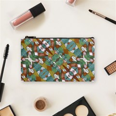 Multicolored Collage Print Pattern Mosaic Cosmetic Bag (small)