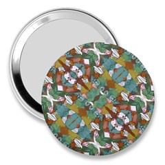 Multicolored Collage Print Pattern Mosaic 3  Handbag Mirrors by dflcprintsclothing