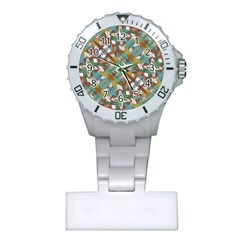 Multicolored Collage Print Pattern Mosaic Plastic Nurses Watch