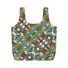 Multicolored Collage Print Pattern Mosaic Full Print Recycle Bag (m)