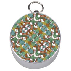 Multicolored Collage Print Pattern Mosaic Silver Compasses by dflcprintsclothing