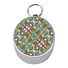 Multicolored Collage Print Pattern Mosaic Mini Silver Compasses by dflcprintsclothing