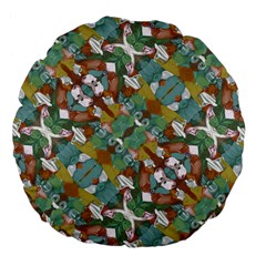 Multicolored Collage Print Pattern Mosaic Large 18  Premium Flano Round Cushions