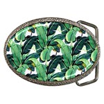 Tropical banana leaves Belt Buckles Front