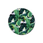 Tropical banana leaves Rubber Coaster (Round)  Front