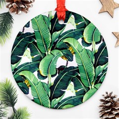 Tropical Banana Leaves Round Ornament (two Sides) by goljakoff