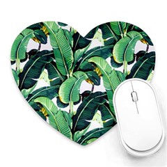 Tropical Banana Leaves Heart Mousepads by goljakoff