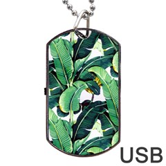 Tropical Banana Leaves Dog Tag Usb Flash (two Sides) by goljakoff