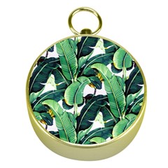 Tropical Banana Leaves Gold Compasses by goljakoff