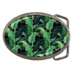 Night Tropical Banana Leaves Belt Buckles by goljakoff