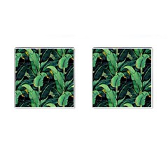 Night Tropical Banana Leaves Cufflinks (square) by goljakoff