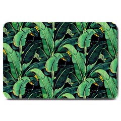 Night Tropical Banana Leaves Large Doormat  by goljakoff