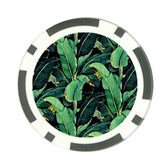 Night Tropical Banana Leaves Poker Chip Card Guard by goljakoff