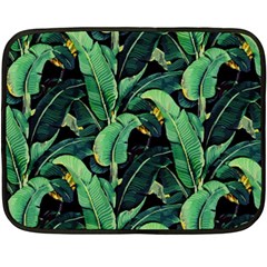 Night Tropical Banana Leaves Fleece Blanket (mini) by goljakoff