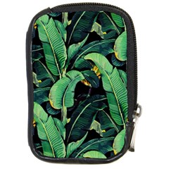 Night Tropical Banana Leaves Compact Camera Leather Case by goljakoff