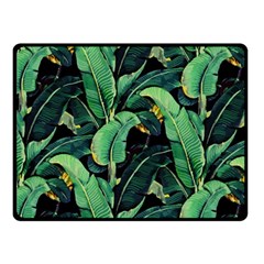 Night Tropical Banana Leaves Fleece Blanket (small) by goljakoff