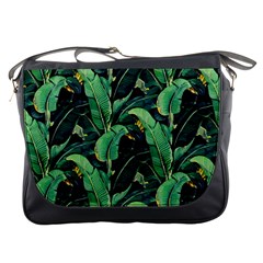 Night Tropical Banana Leaves Messenger Bag by goljakoff