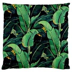 Night Tropical Banana Leaves Large Cushion Case (two Sides) by goljakoff