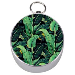 Night Tropical Banana Leaves Silver Compasses by goljakoff