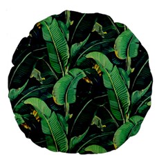 Night Tropical Banana Leaves Large 18  Premium Flano Round Cushions by goljakoff