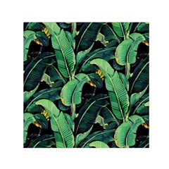 Night Tropical Banana Leaves Small Satin Scarf (square) by goljakoff