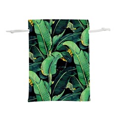 Night Tropical Banana Leaves Lightweight Drawstring Pouch (m) by goljakoff