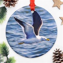 Seagull Flying Over Sea, Montevideo, Uruguay Ornament (round) by dflcprintsclothing