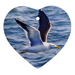 Seagull Flying Over Sea, Montevideo, Uruguay Heart Ornament (two Sides) by dflcprintsclothing