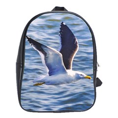 Seagull Flying Over Sea, Montevideo, Uruguay School Bag (large)