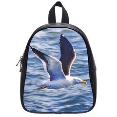 Seagull Flying Over Sea, Montevideo, Uruguay School Bag (small) by dflcprintsclothing