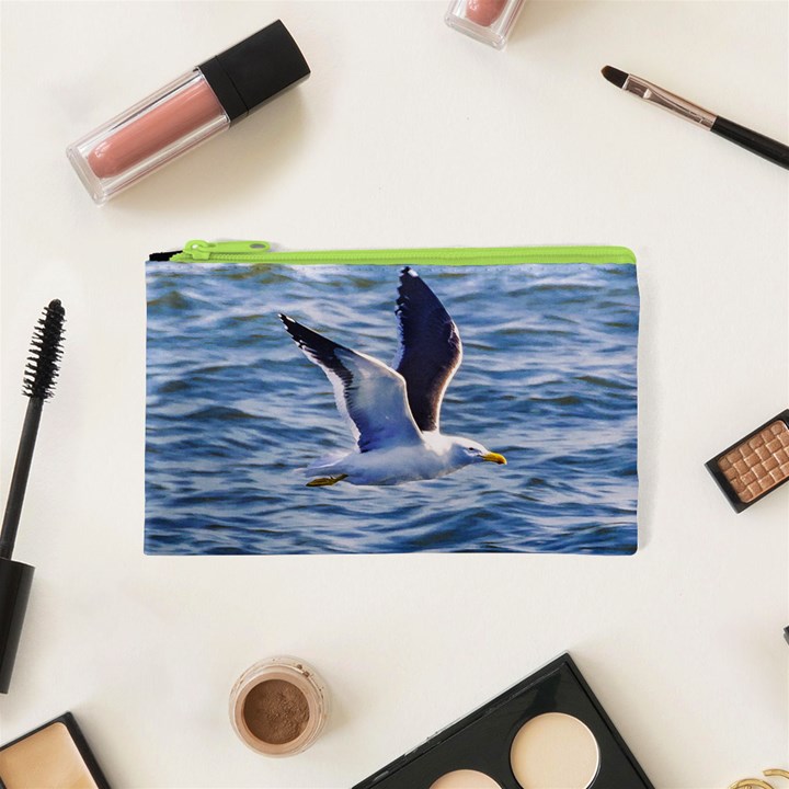 Seagull Flying Over Sea, Montevideo, Uruguay Cosmetic Bag (XS)